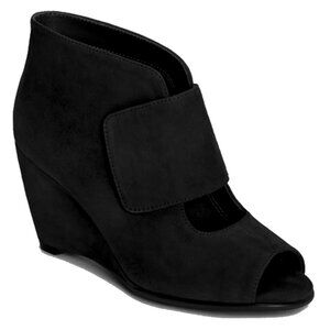 Aerosoles Black Goth Velcro Sound Wave Booties Wedge Heel 9 EUC